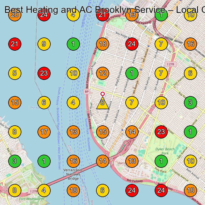 Best Heating and AC Brooklyn Service Hvac Contractor GeoGrid ranking map for Brooklyn NY
